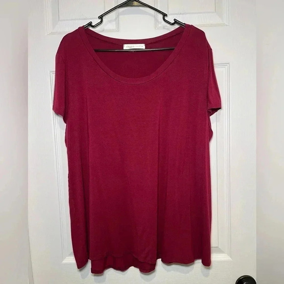 Chris & Carol Size 3x Burgandy Lightweight Scoop Neck Tee - Picture 1 of 8